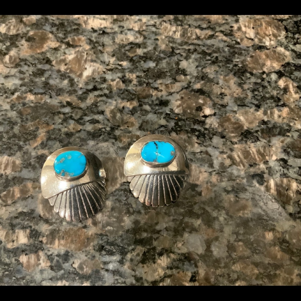 Turquoise Shell Shaped Sterling Silver Earrings